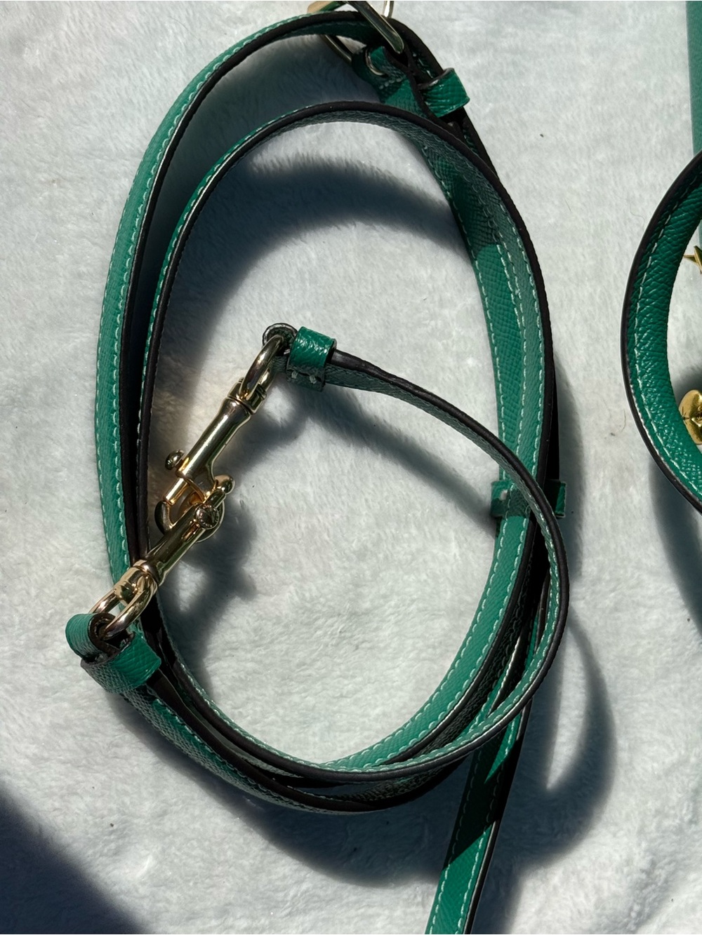 Coach Emerald Green Leather Medium Rowan with Gold Charm Chain. - Picture 11 of 14